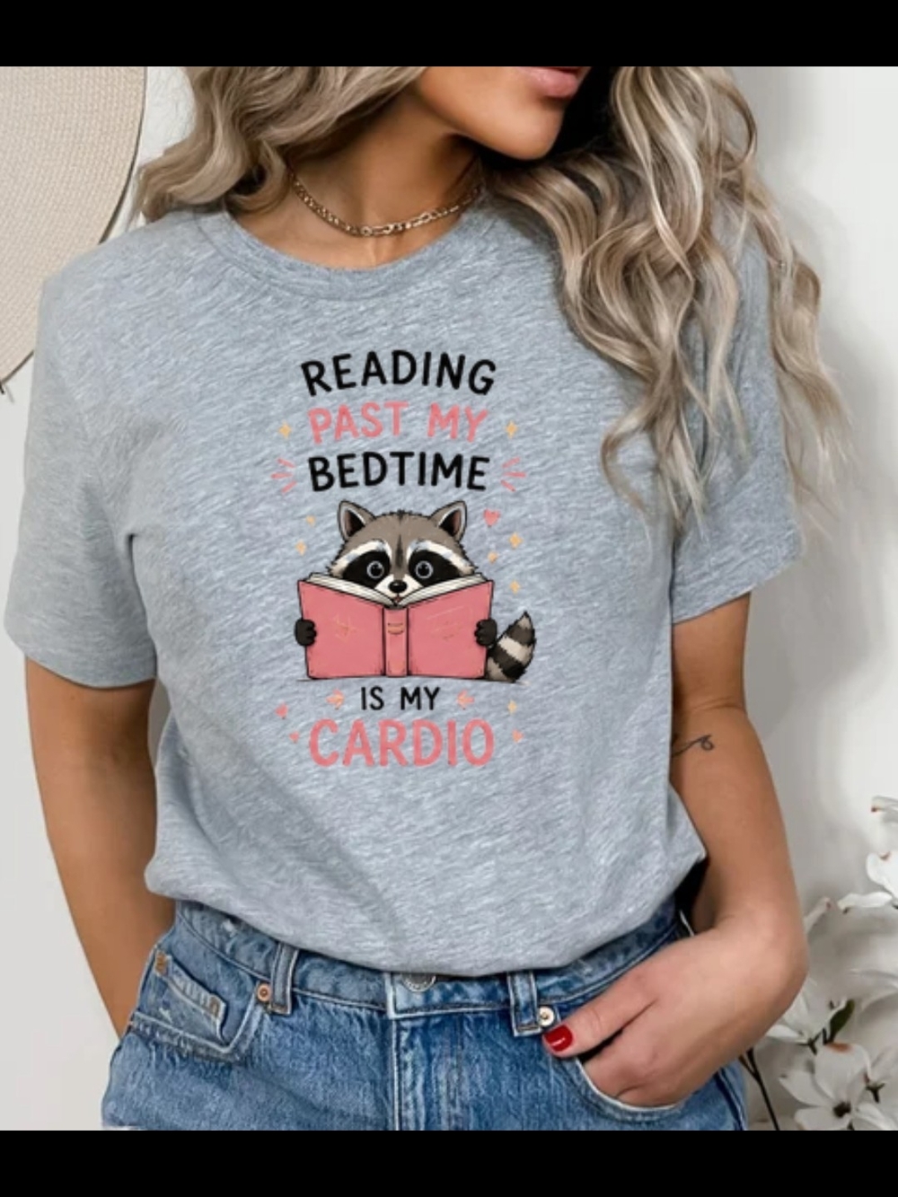 Gray Raccoon Graphic Tee — Pink Book Design